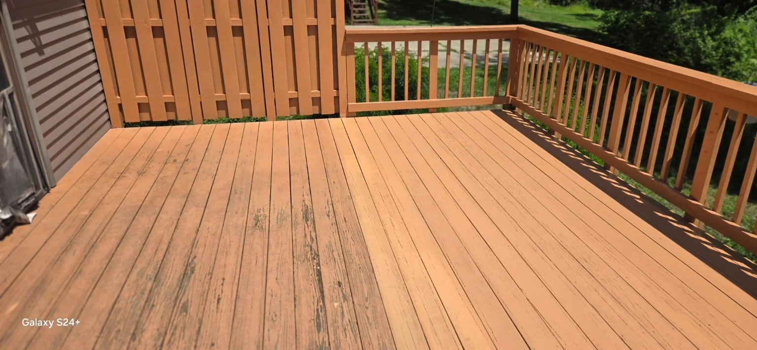 Finished deck cleaning and staining project
